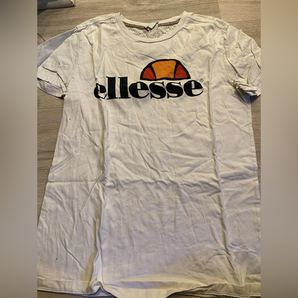 Ellesse White Tee with Orange and Black Logo